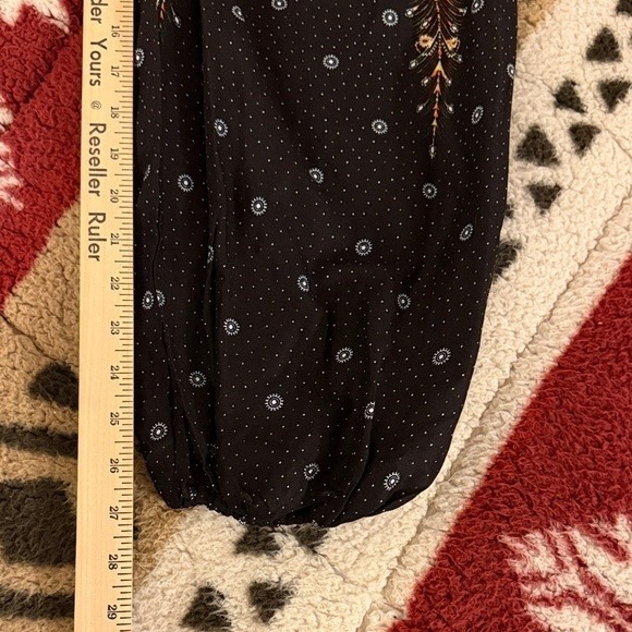 Banjamath Boho Peacock Feather Print Harem Pants Women's Size L Rayon - Picture 8 of 8